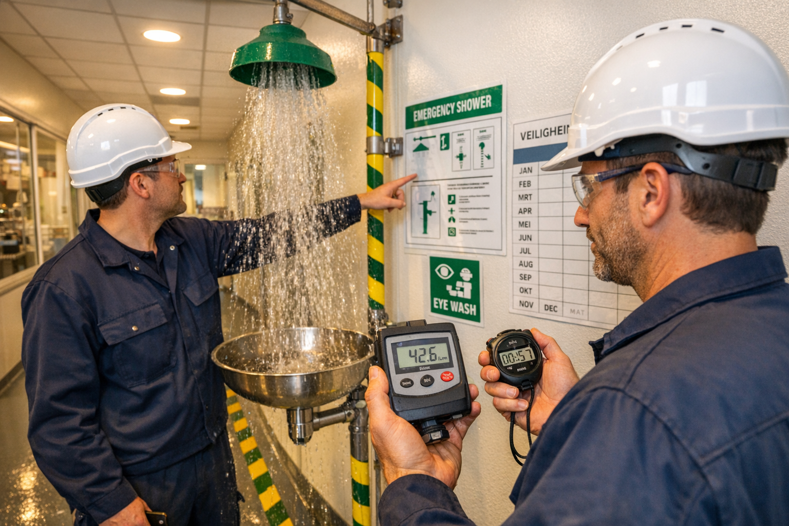 Checklist voor nooddouche compliance controle