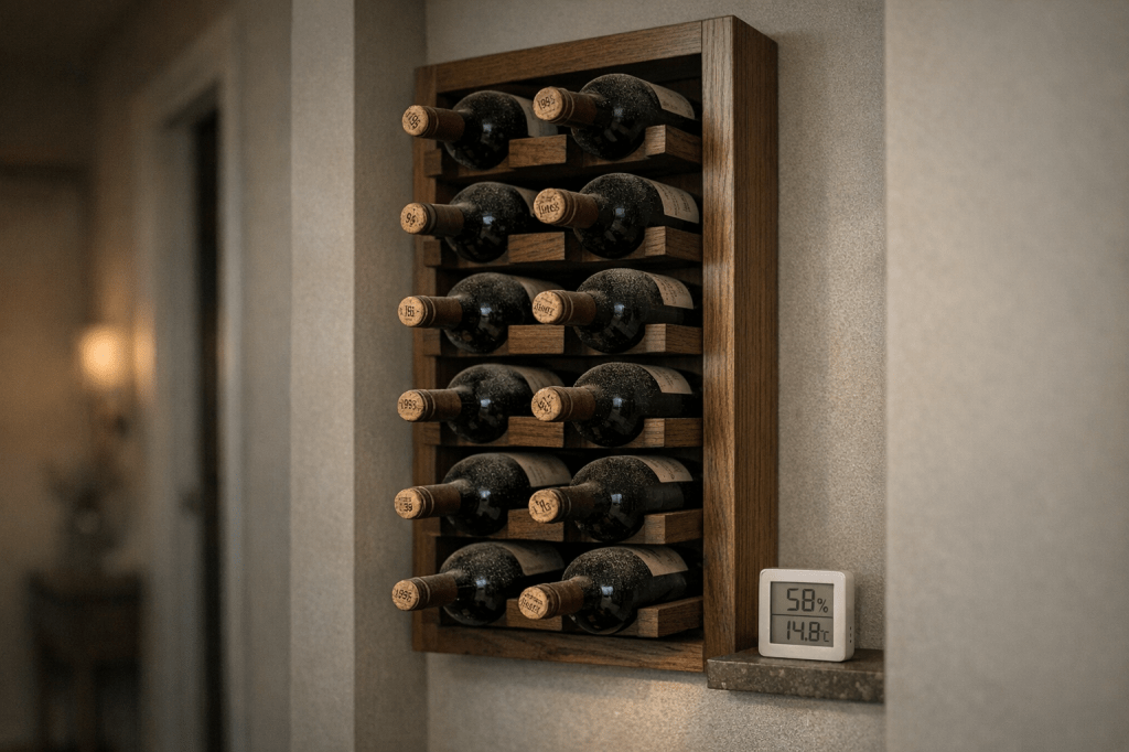 Wat is de ideale plek in huis om een wijnrek te plaatsen voor de beste bewaaromstandigheden (temperatuur, licht en trillingen)?