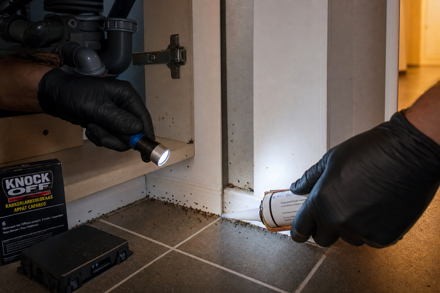 Tekenen van kakkerlakkenplaag: eieren en uitwerpsporen